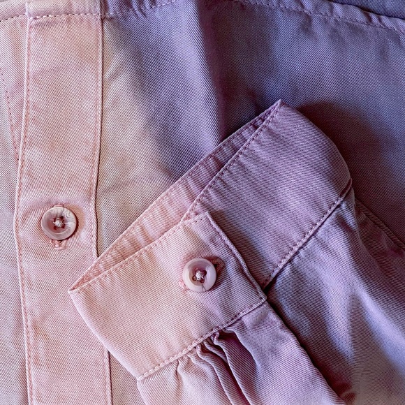 Anthropologie Cloth and Stone Pink Button Down with Frayed Shoulders - Picture 5 of 6